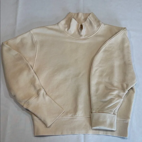 Citizens of Humanity COH Mock Neck Cream Beige Sweatshirt Small USA Made - Picture 2 of 14
